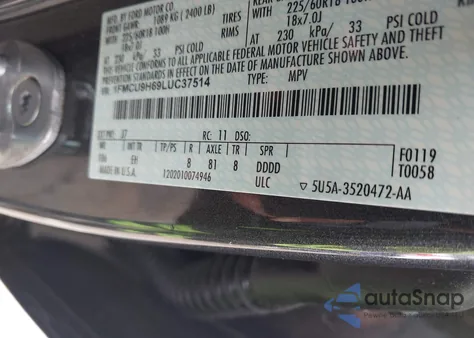 2020 Ford Escape Sel from USA, damaged, VIN 1FMCU9H69LUC37514